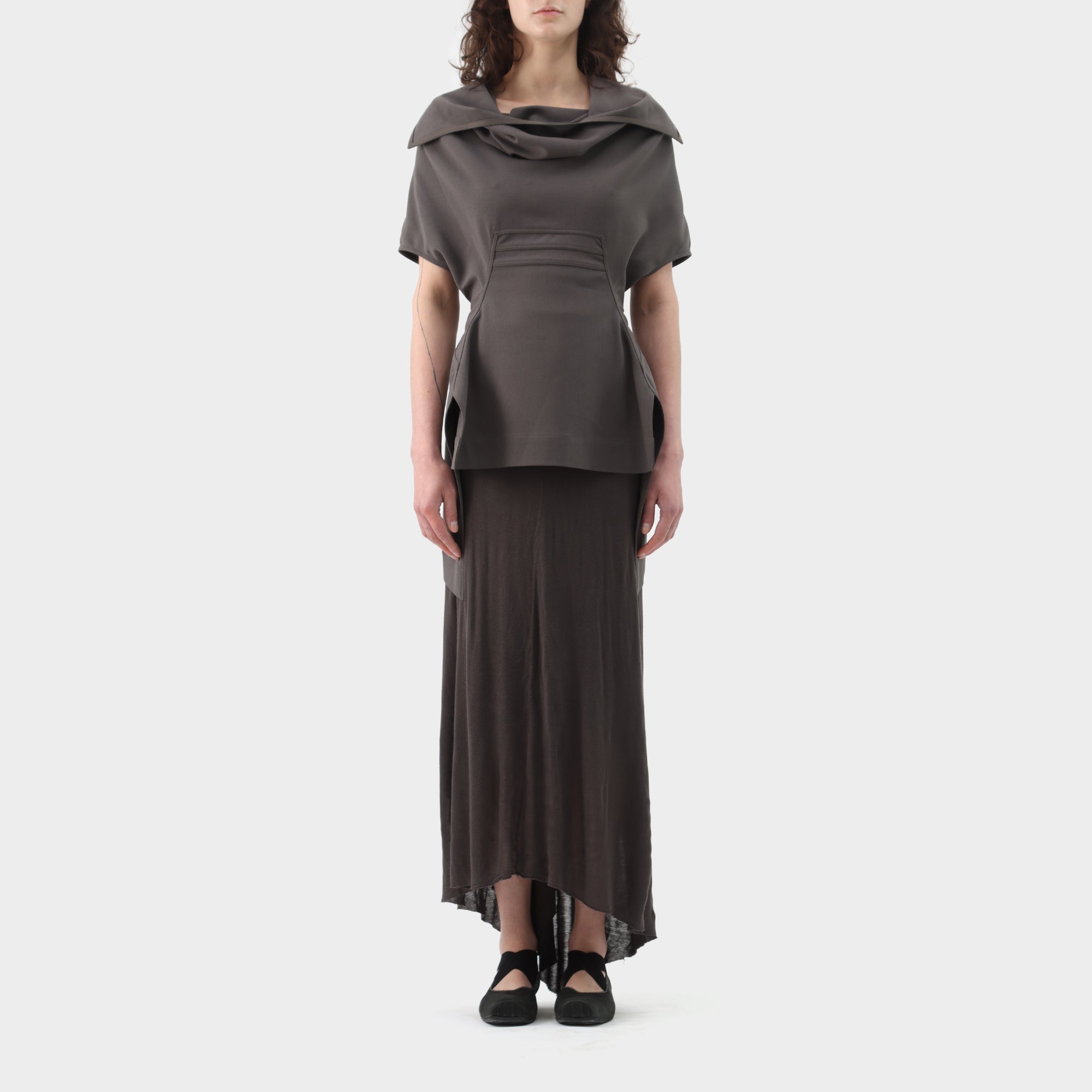 Rick Owens Cowl Neck Angular Drape Top