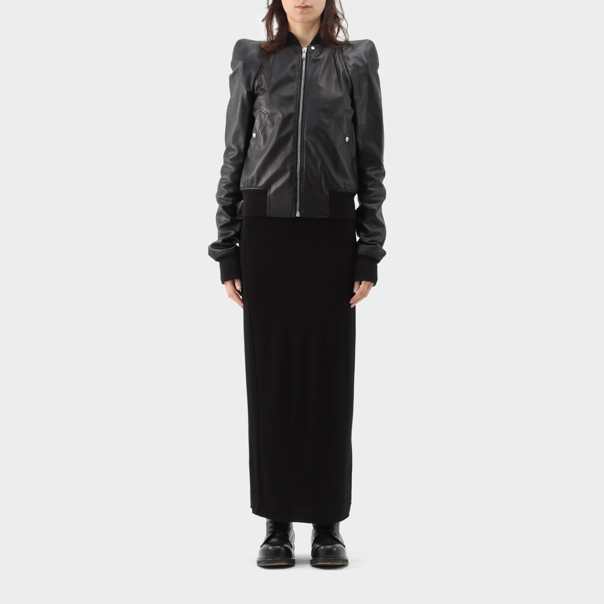 Rick Owens Leather Shoulder Padded Jacket