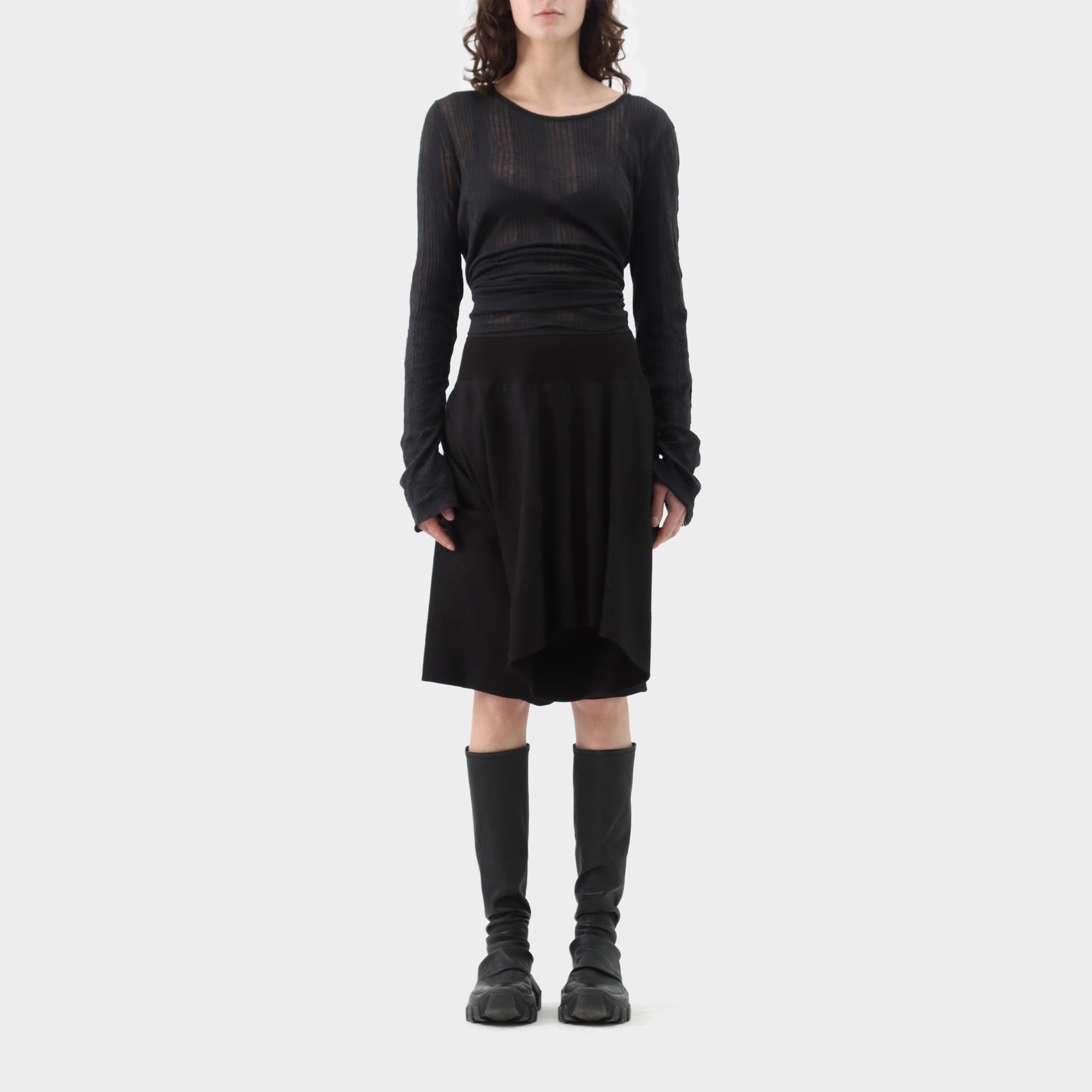 Rick Owens Silk Wool Drape Skort