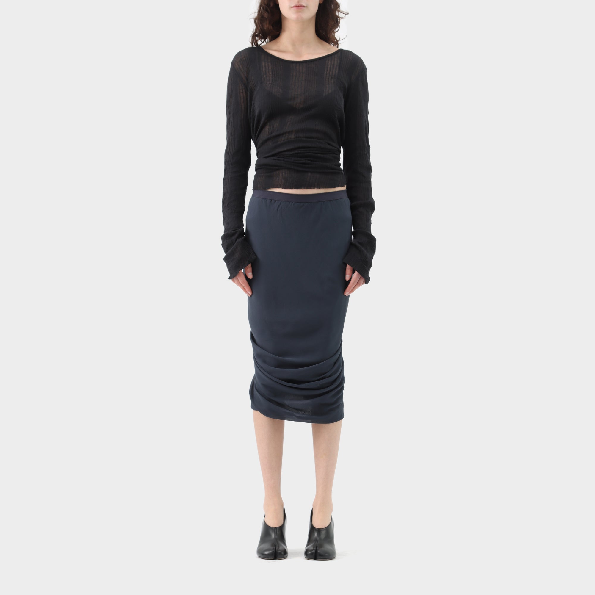 Rick Owens Georgette Ruched Skirt