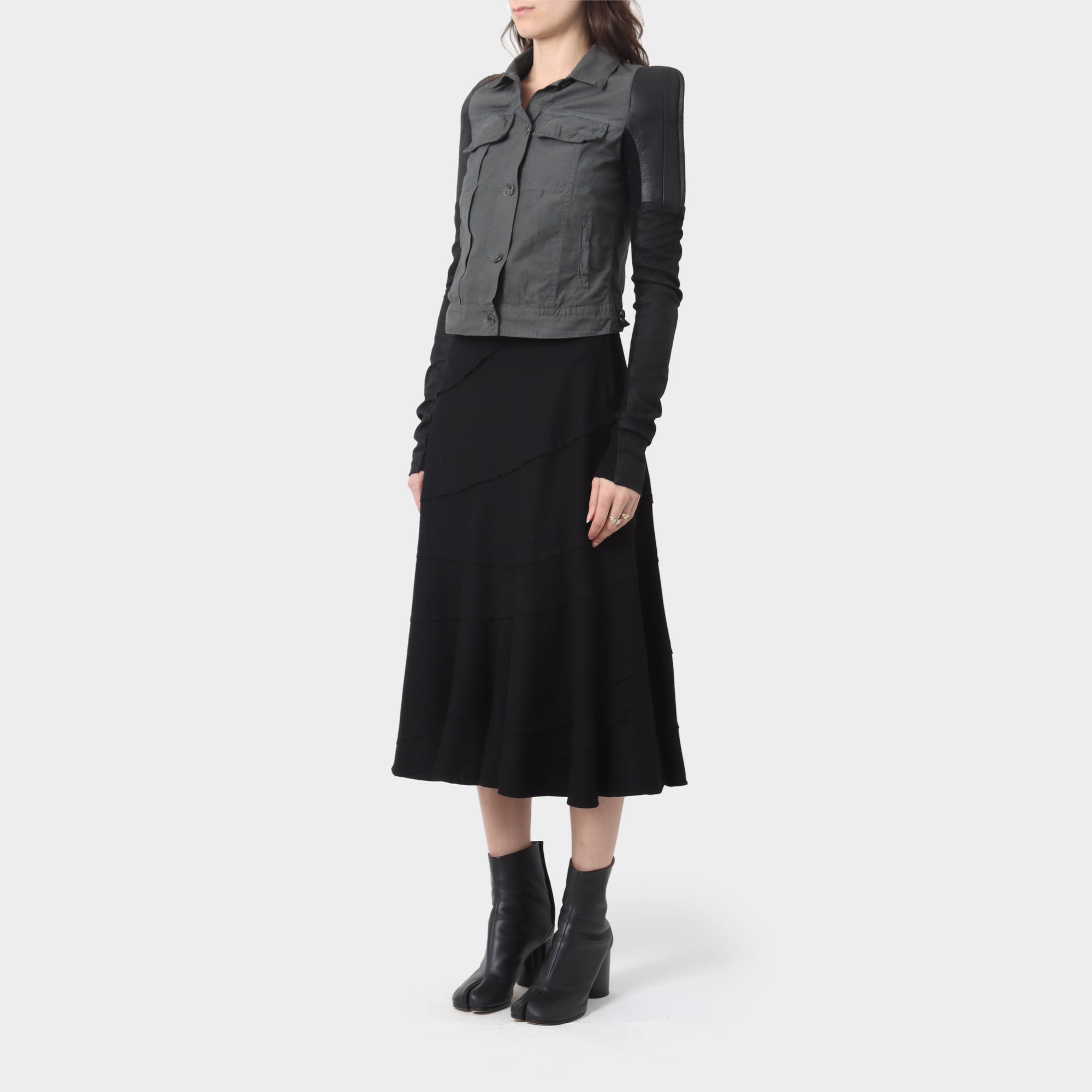 Rick Owens DRKSHDW Cropped Jacket with Padded Leather Sleeves