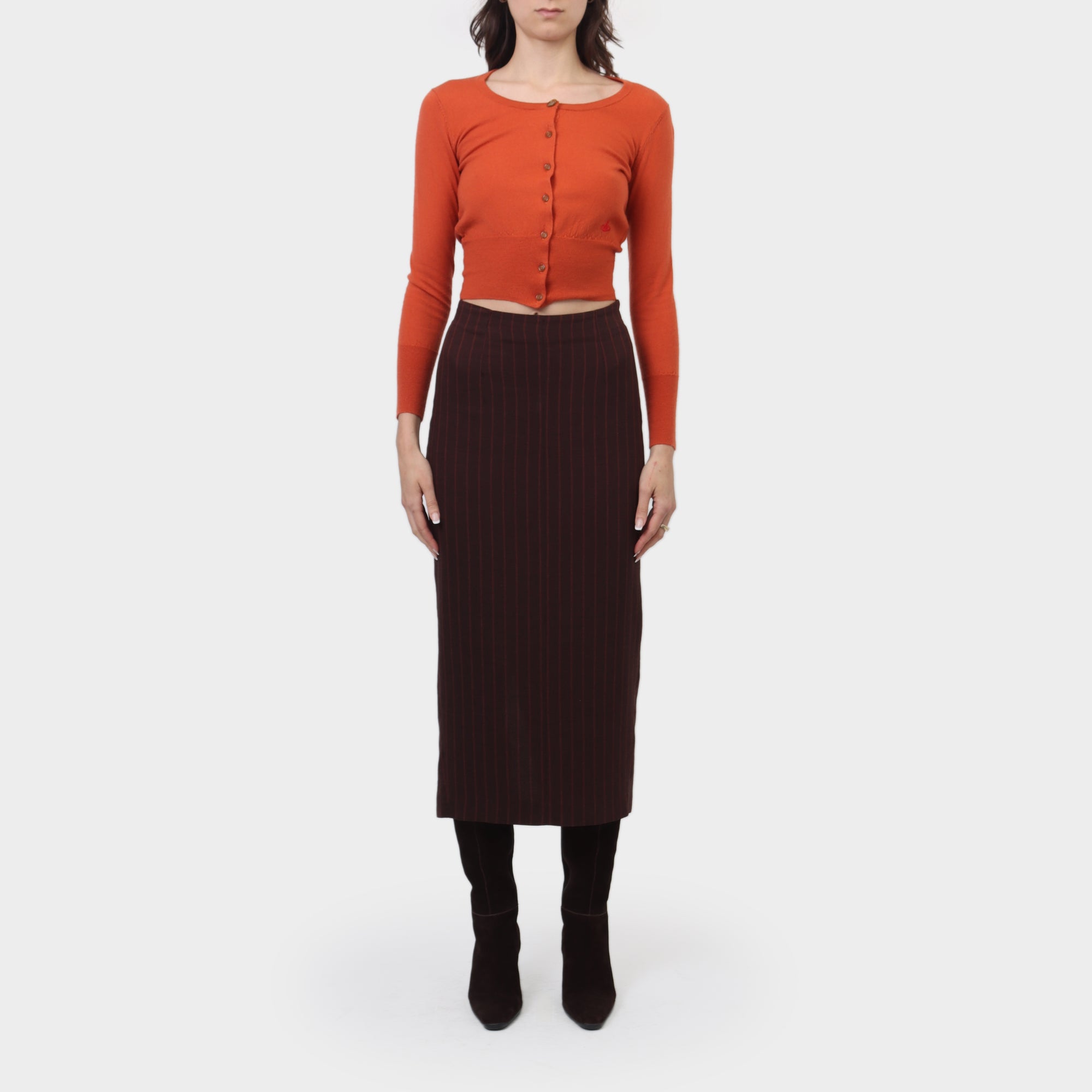 G Gigli Pinstripe Pencil Skirt