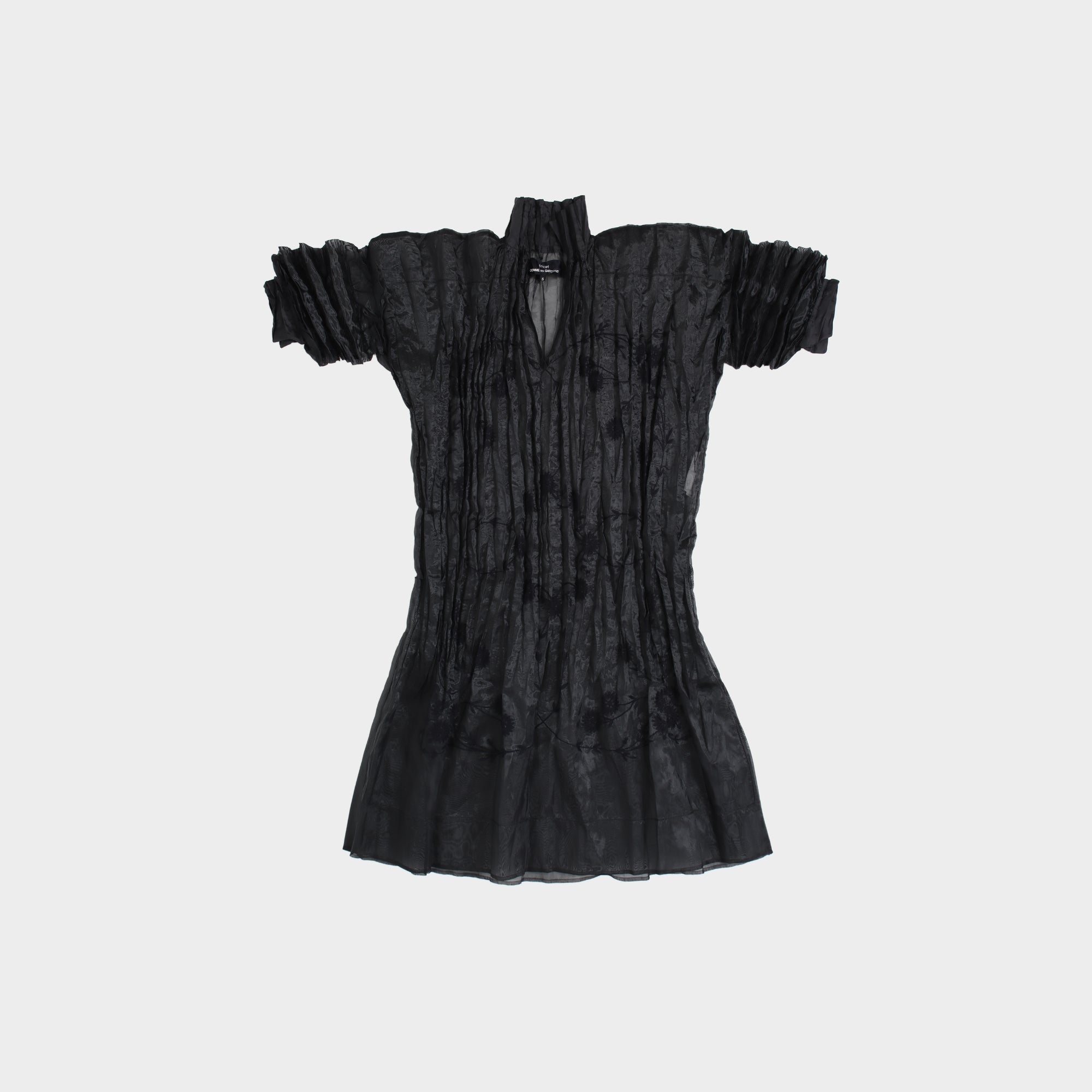 Tricot Comme des garcons Pleated sheer embroidered dress