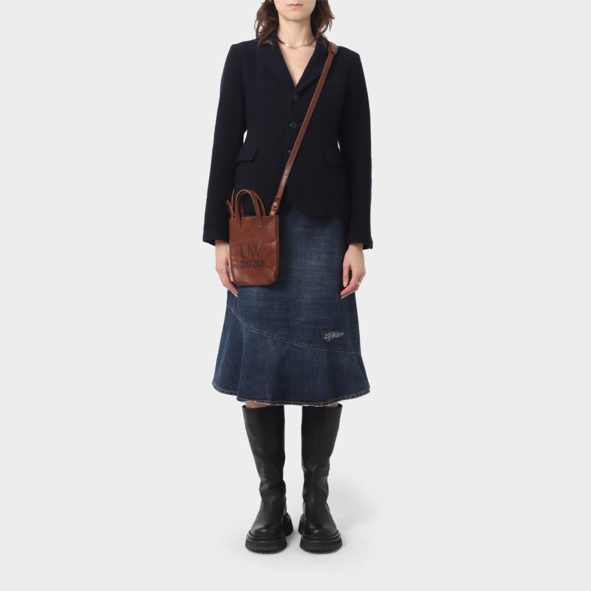 Uma Wang Stamped leather Pouch Bag