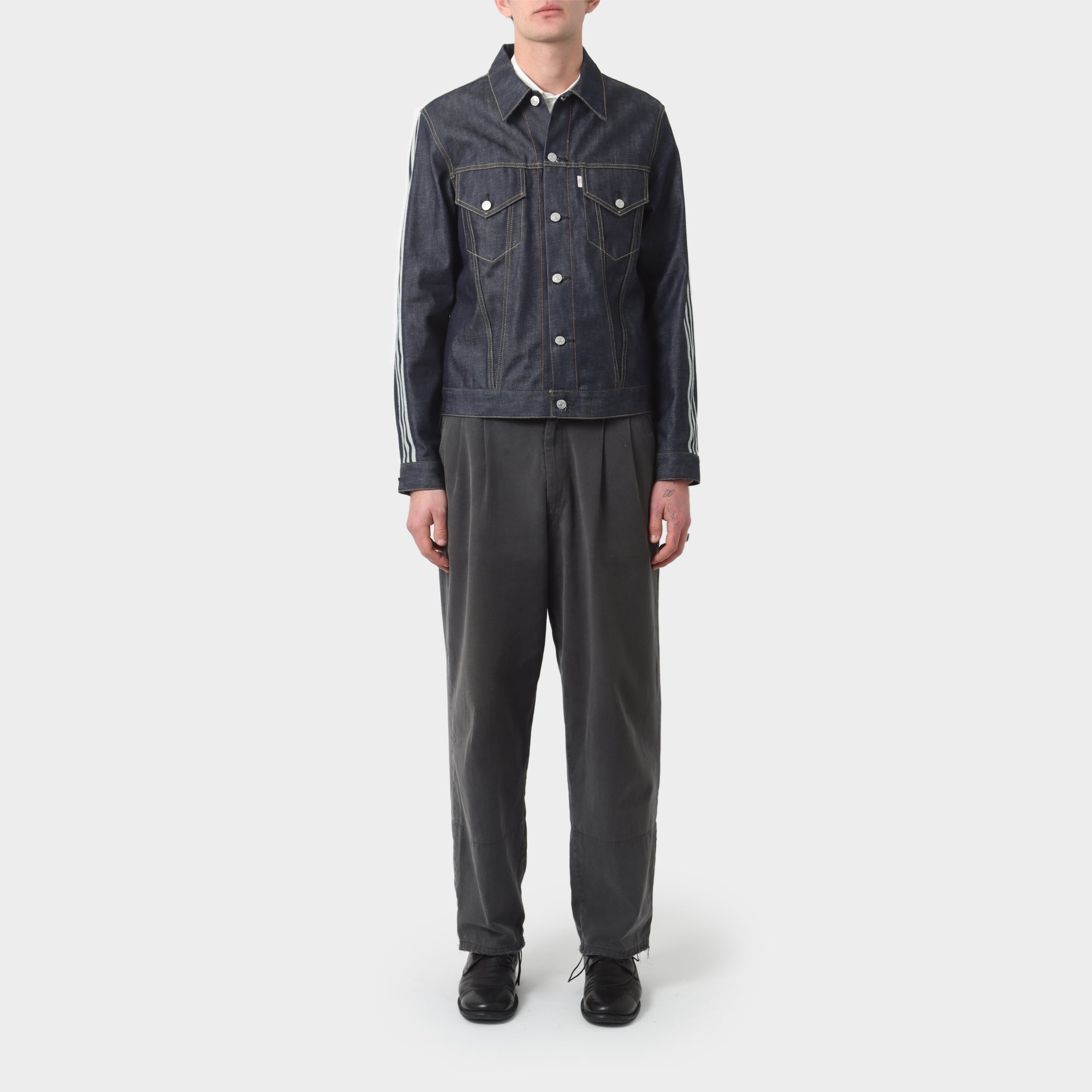 Y-3 Denim Jacket with Embroidered Sleeve Stripes