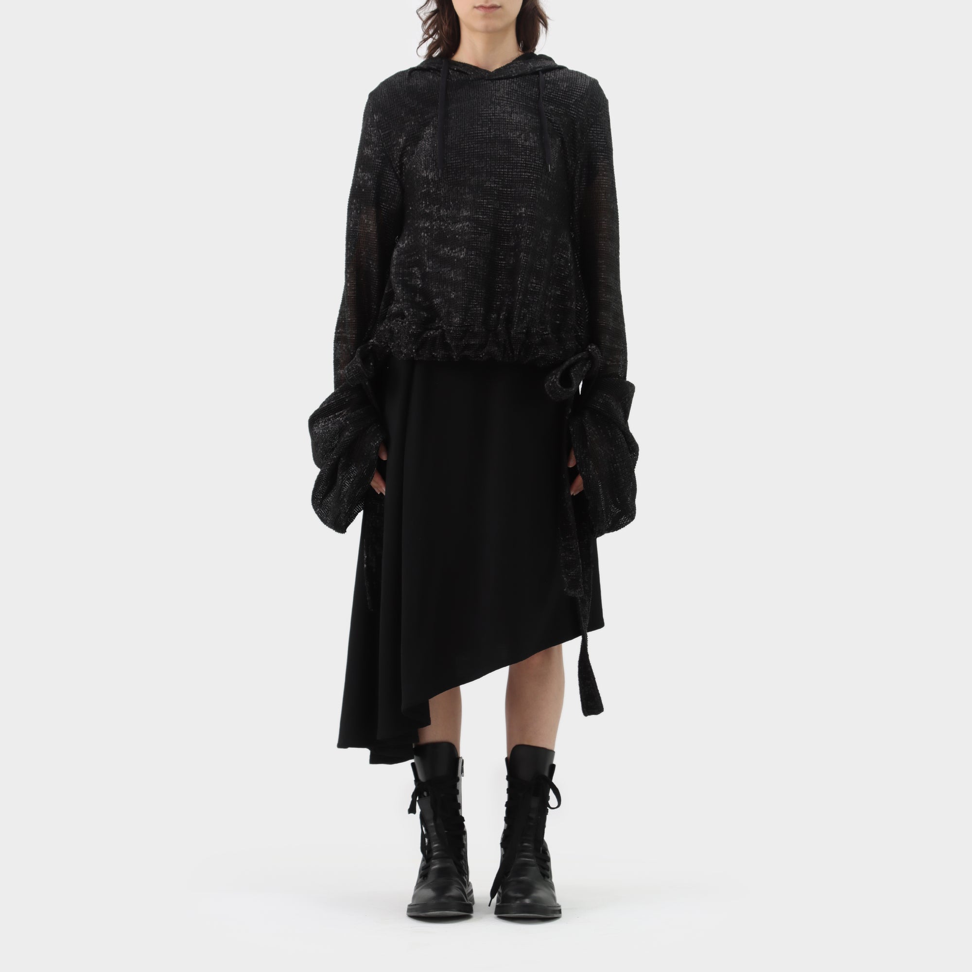 Y Project Sequin Drawstring Hem Hoodie
