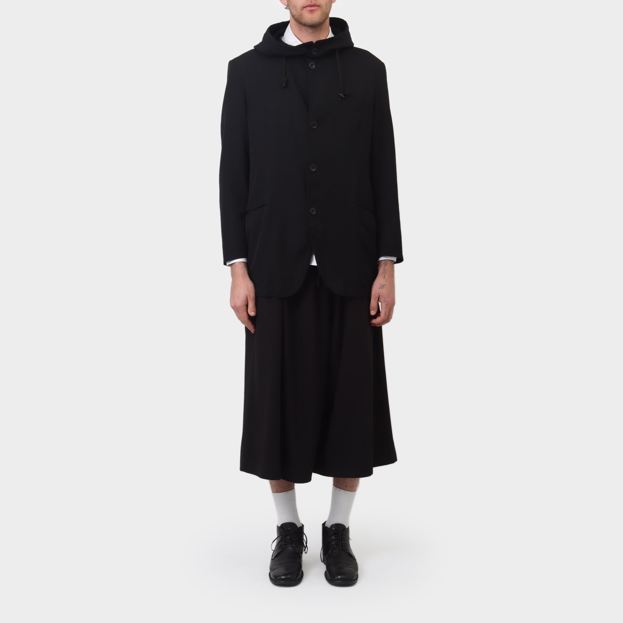 Y's Yohji Yamamoto Hooded Cotton / Wool Coat