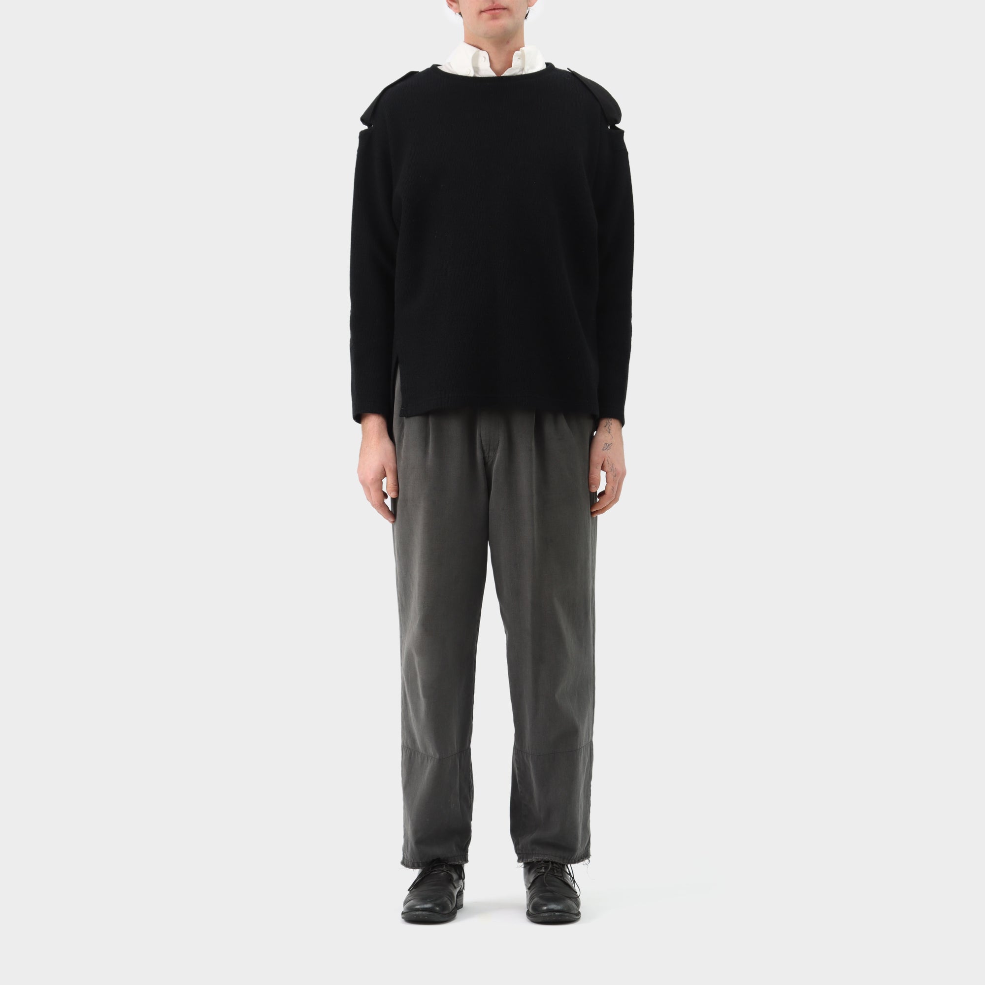 Y's Yohji Yamamoto Wool Cotton Ribbed Knit Jumper