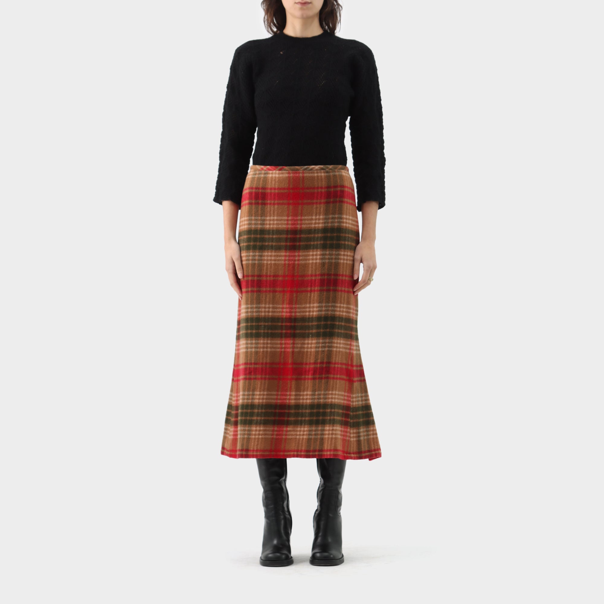 Y's Yohji Yamamoto Plaid Wool Long Skirt