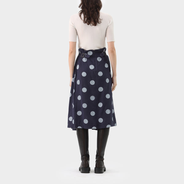 Y's Linen Polka Dot Flare Skirt