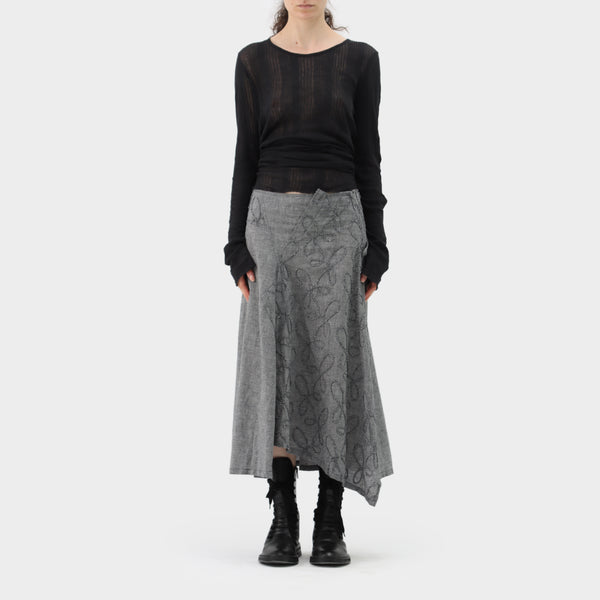 Y's Yohji Yamamoto Floral Applique Skirt