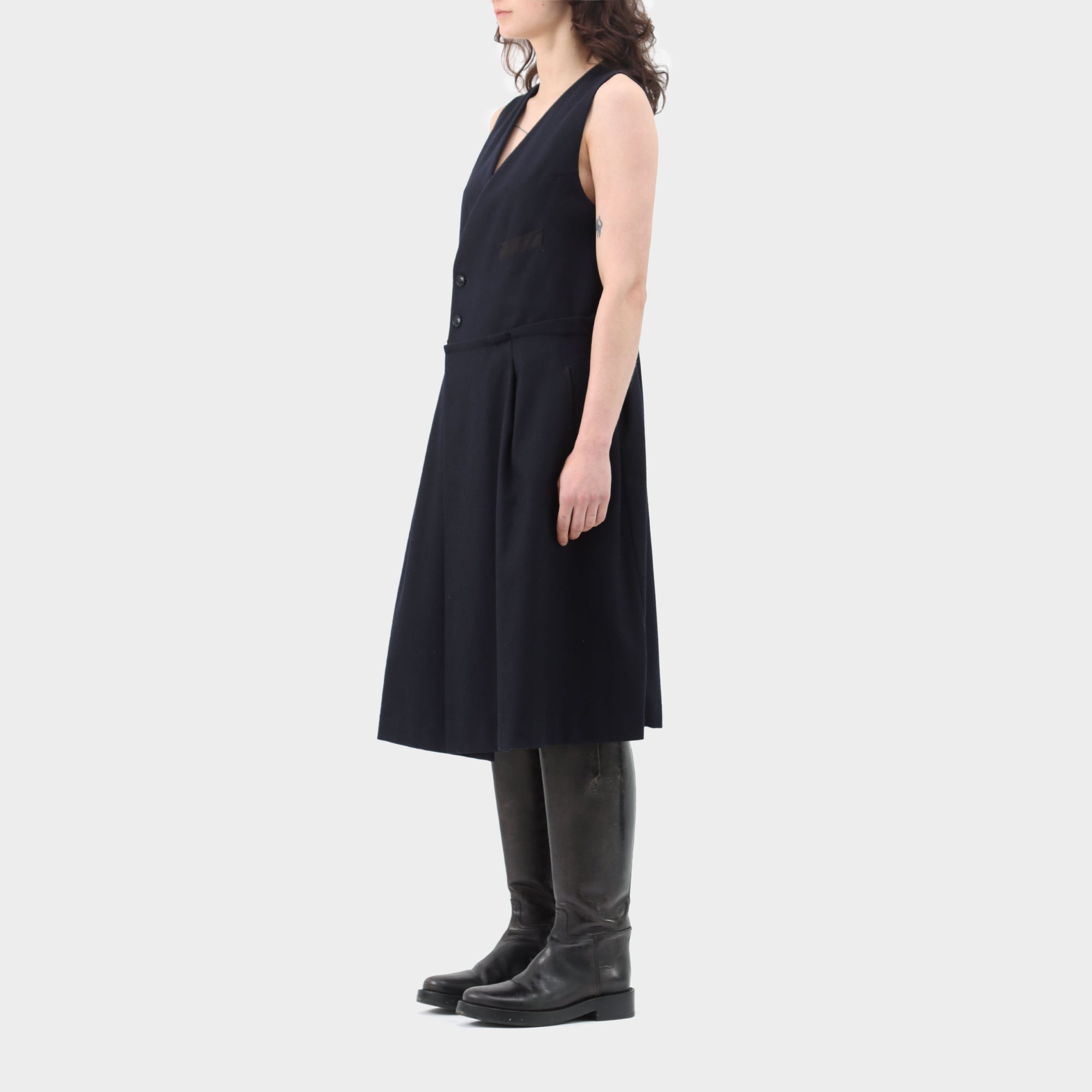 Y's Yohji Yamamoto Wool Blend Waistcoat Dress