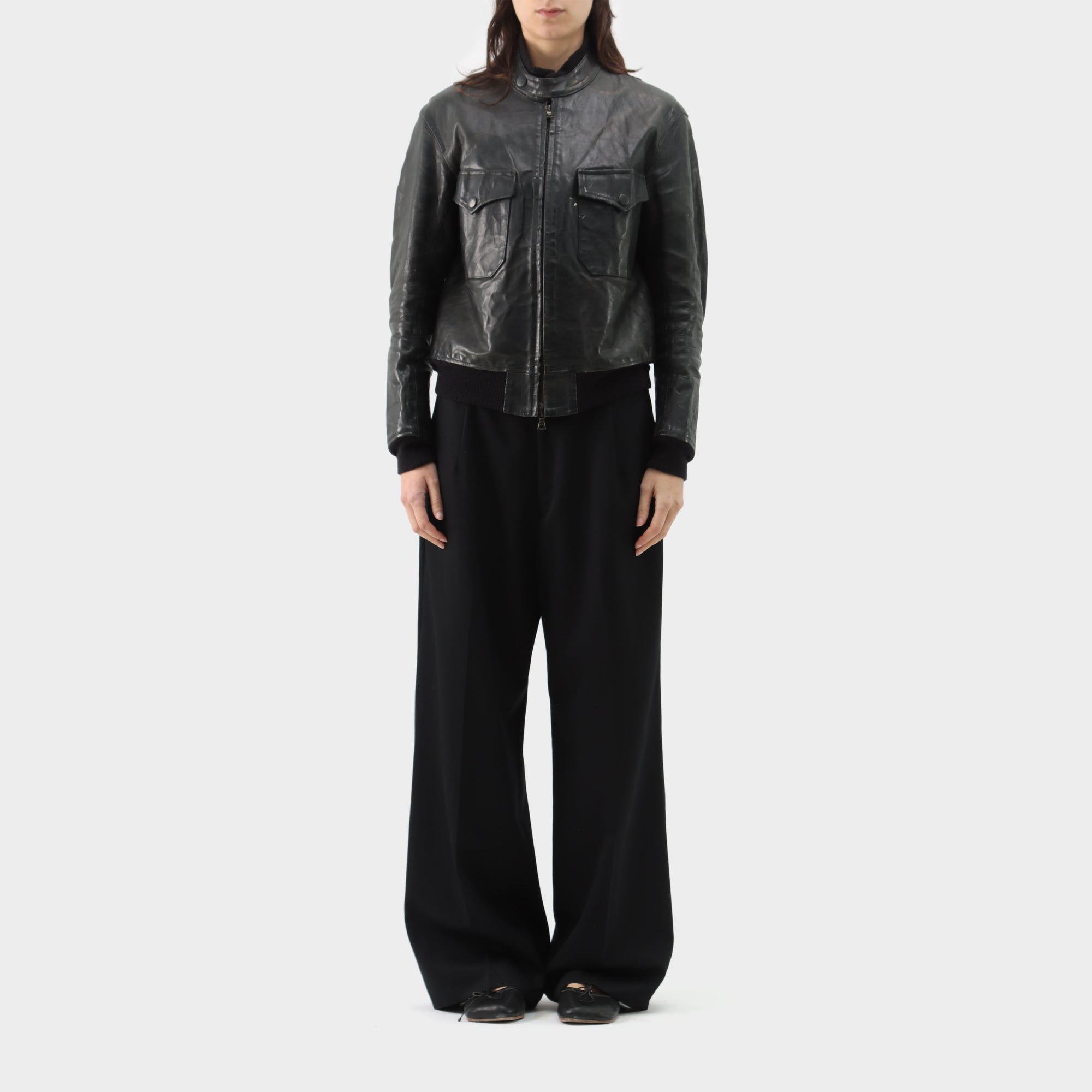 Y's Yohji Yamamoto Painted Pin-up Leather Bomber Jacket