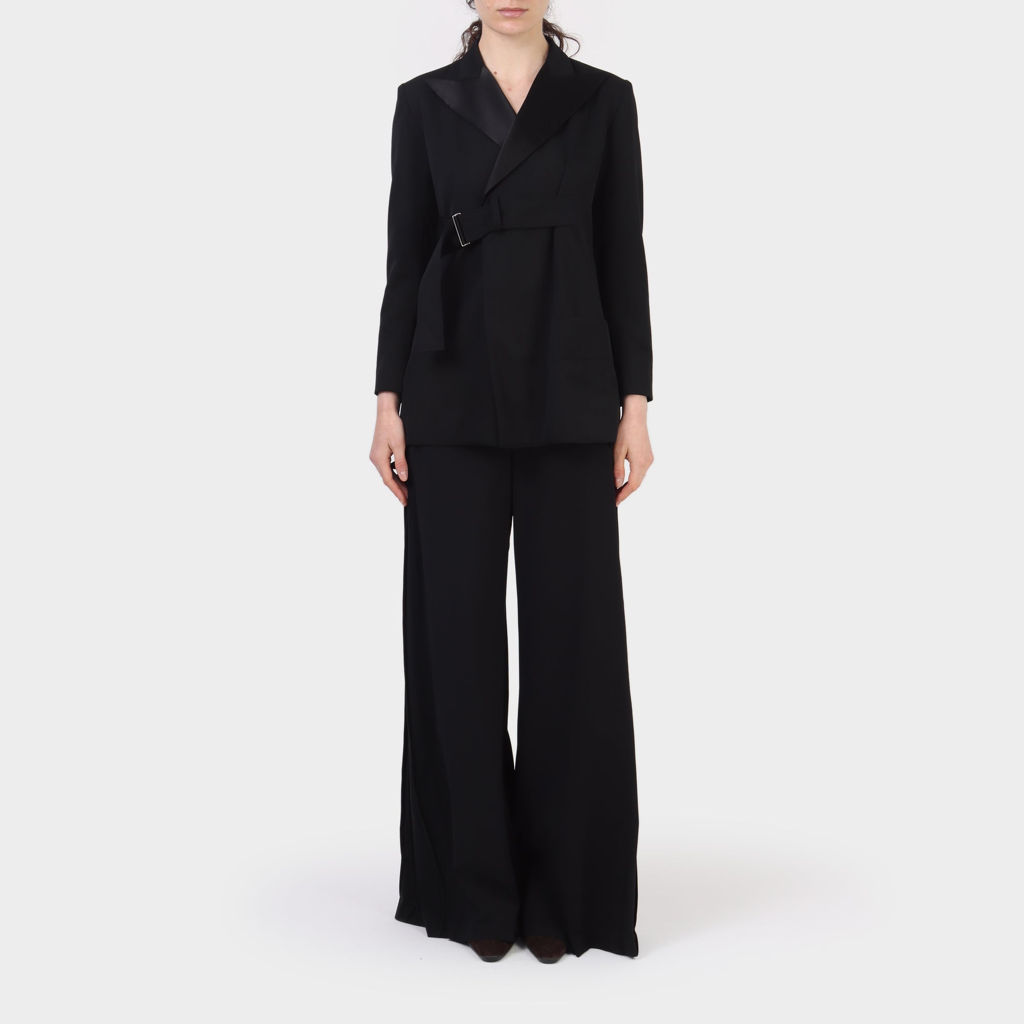 Y's Yohji Yamamoto Peak Lapel Jacket with Belt Closure