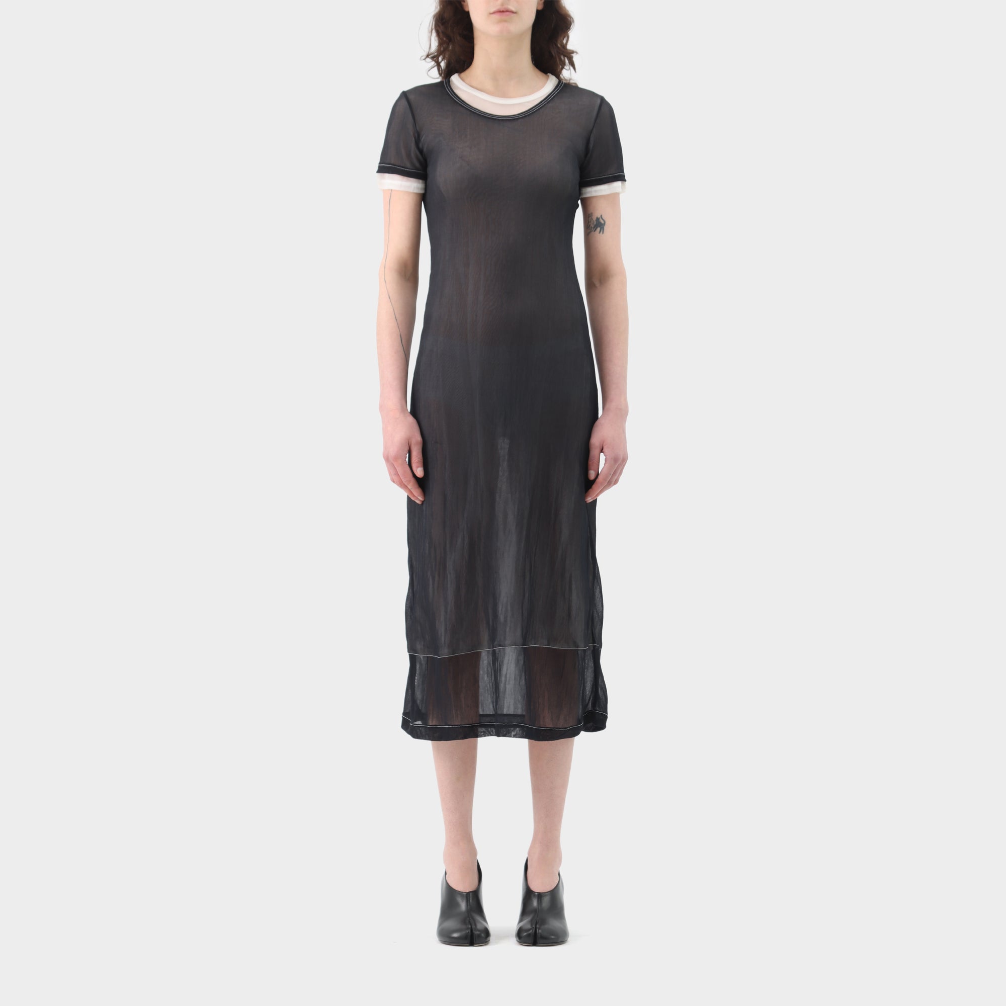 Y's Yohji Yamamoto Nylon double layer Sheer Midi dress