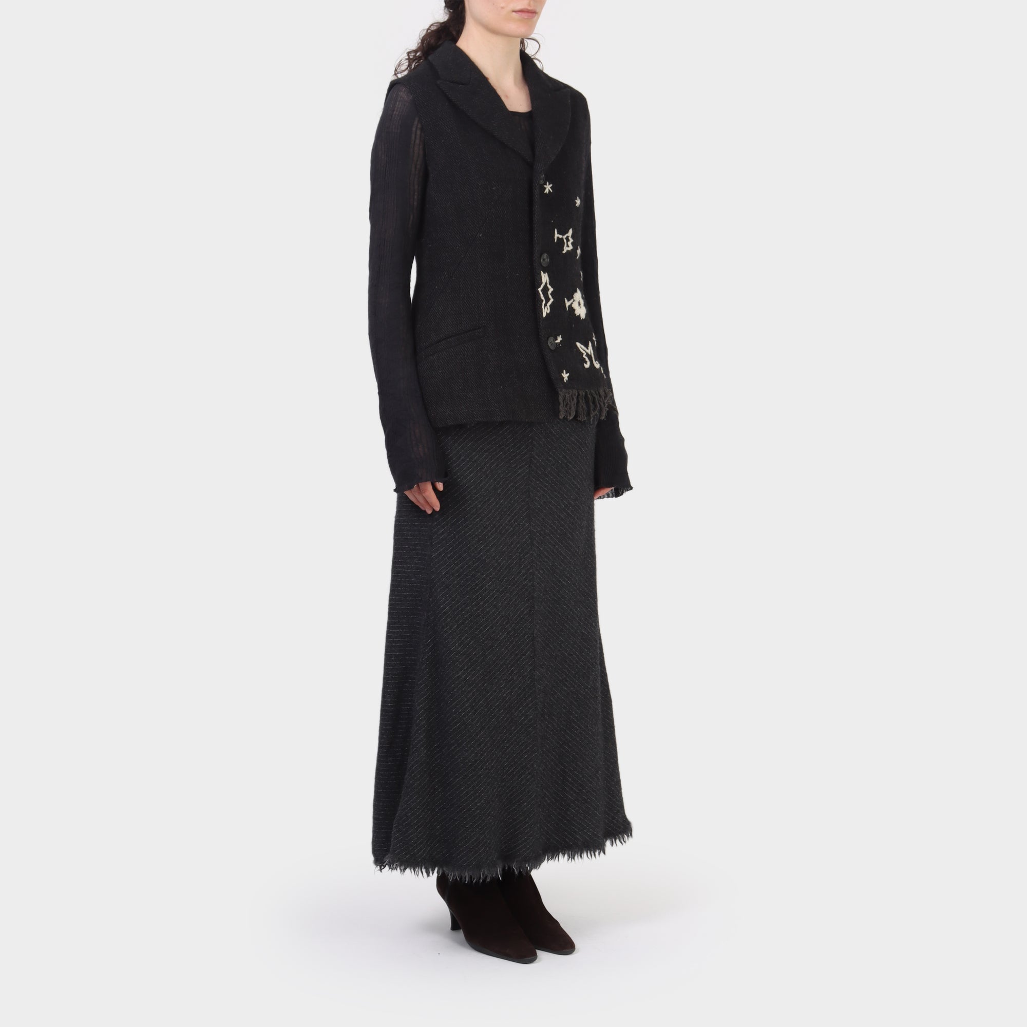 Yohji Yamamoto Embroidered Wool Jacket Vest