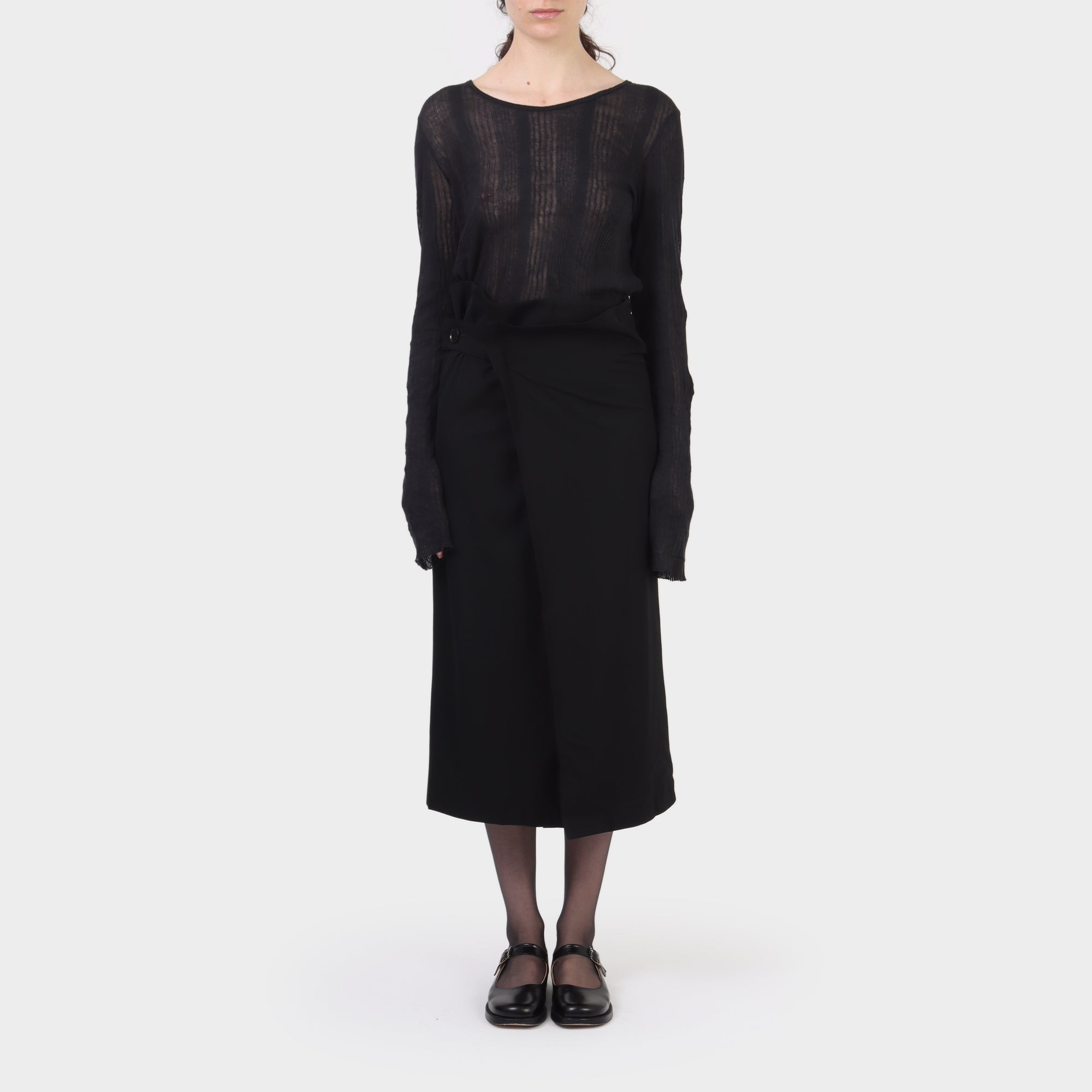 Yohji Yamamoto Buttoned Wool Wrap Skirt