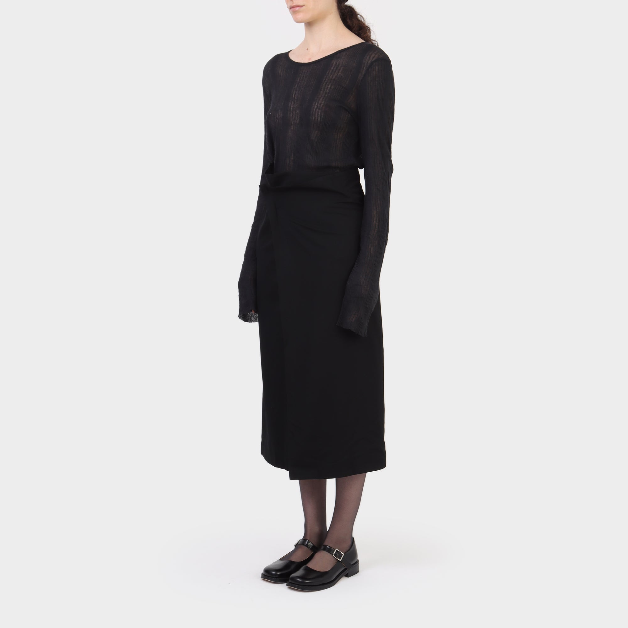 Yohji Yamamoto Buttoned Wool Wrap Skirt