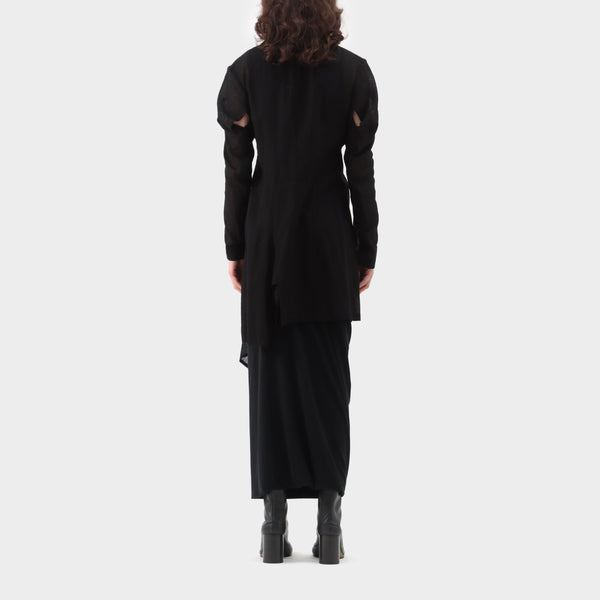 Yohji Yamamoto Cotton Voile Deconstructed Drape Coat