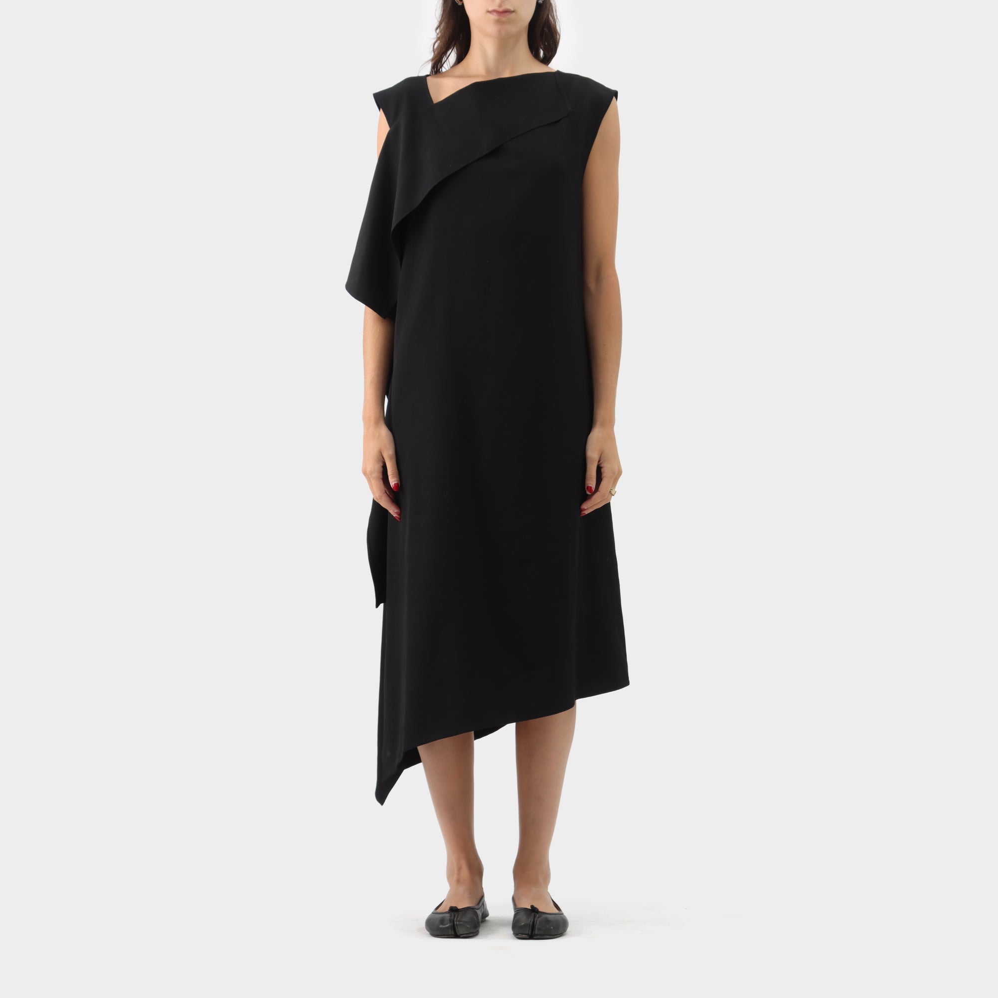Yohji Yamamoto Wool Drape Overlay Dress