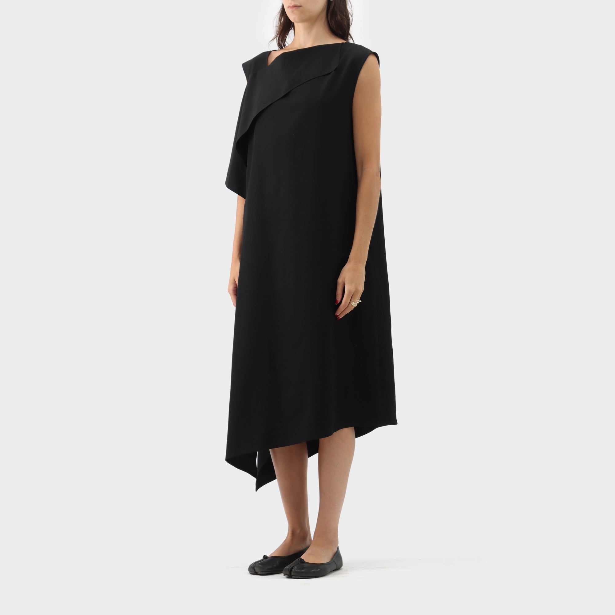 Yohji Yamamoto Wool Drape Overlay Dress