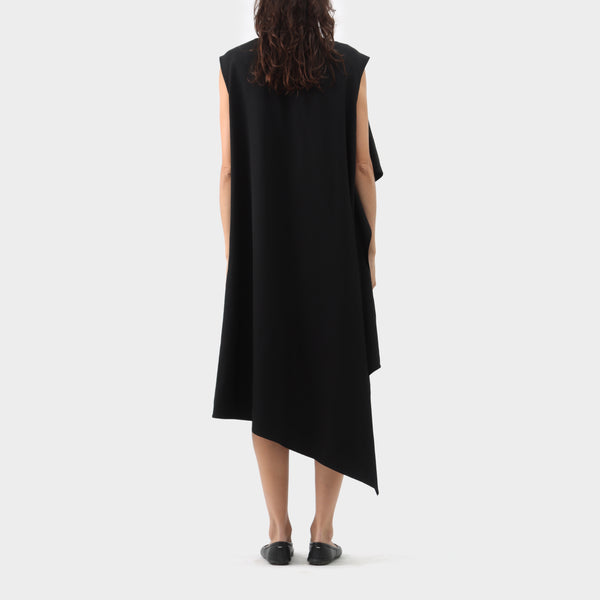 Yohji Yamamoto Wool Drape Overlay Dress