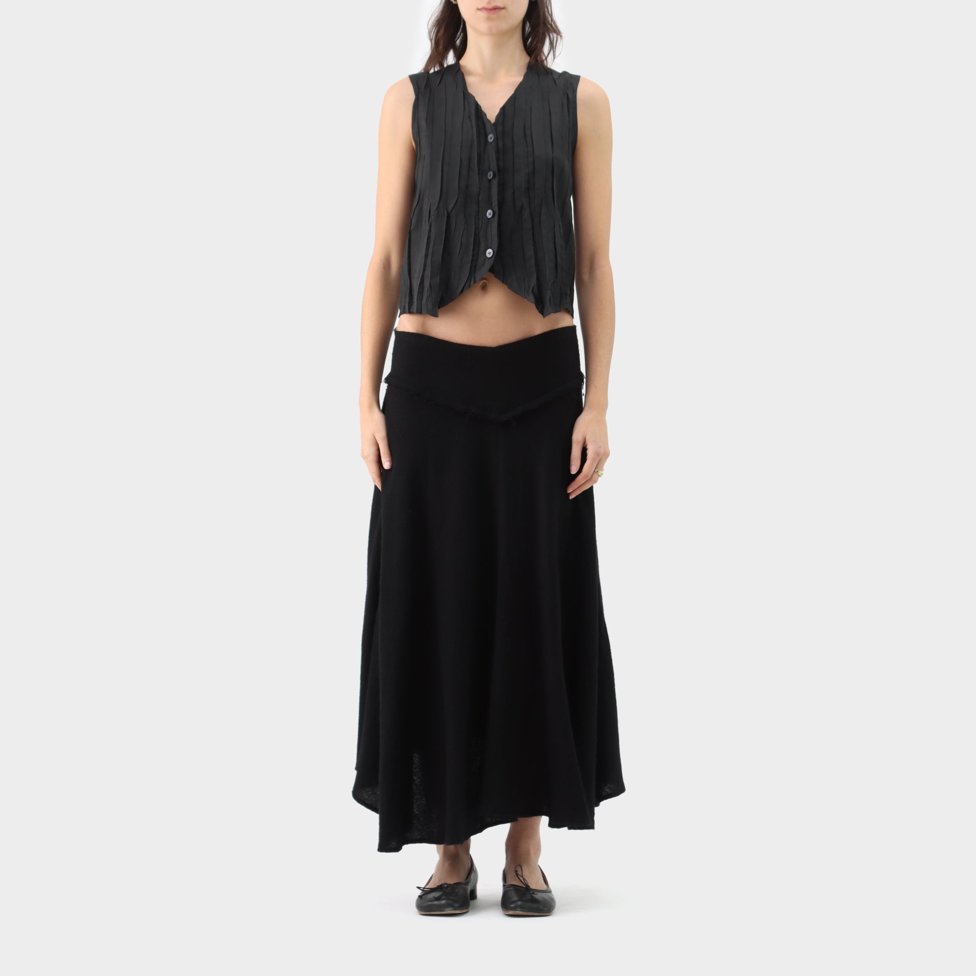 Yohji Yamamoto Noir Wool Bias Cut Skirt
