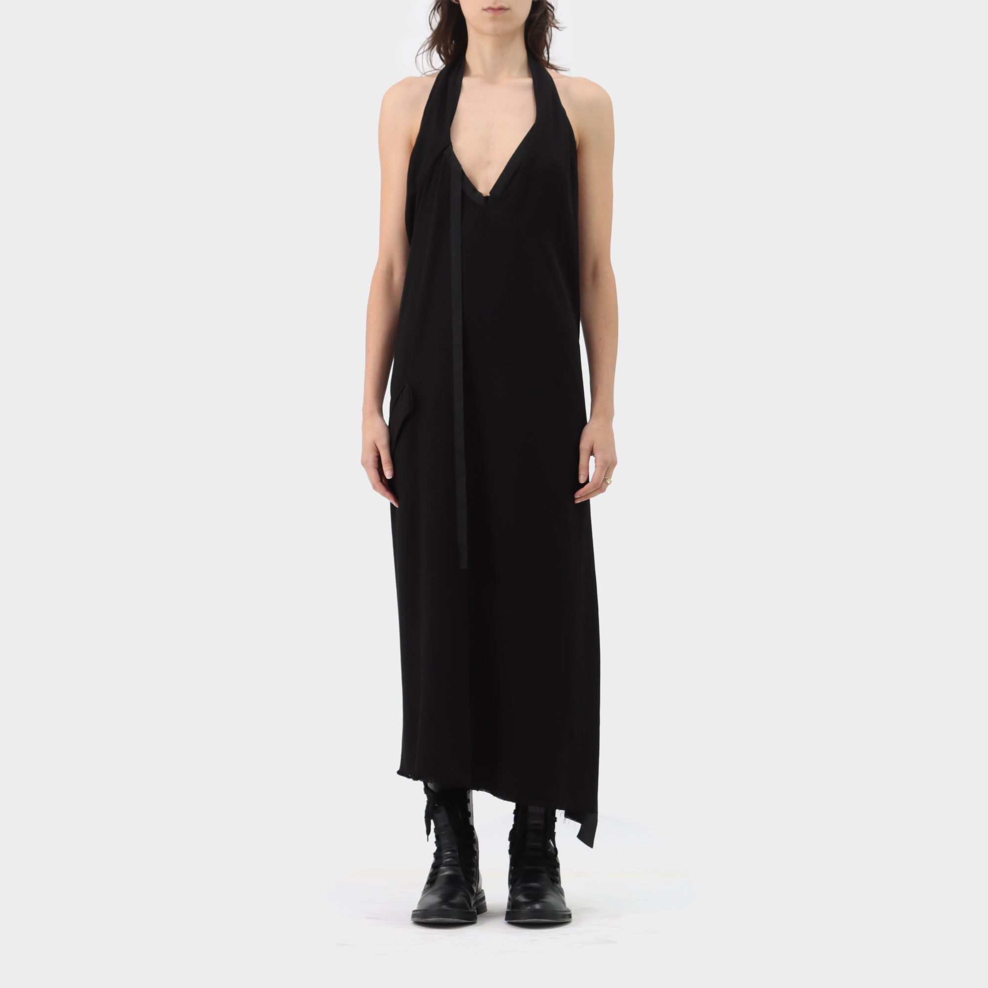 Yohji Yamamoto Grosgrain Detailed Halter Dress