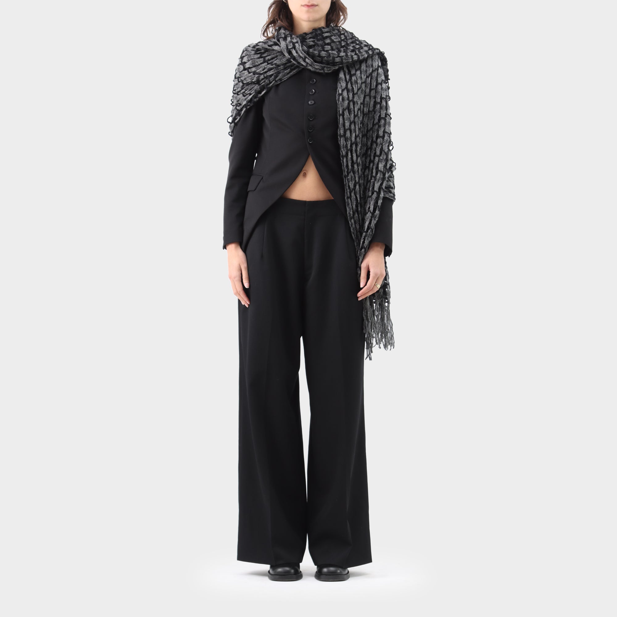 yohji yamamoto wool open weave scarf