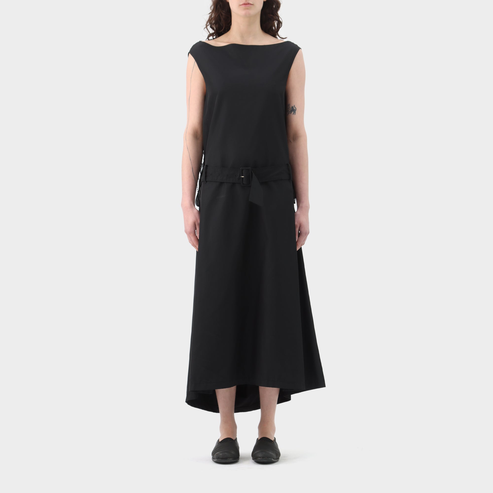 Yohji Yamamoto Belted Chiffon Tank Dress