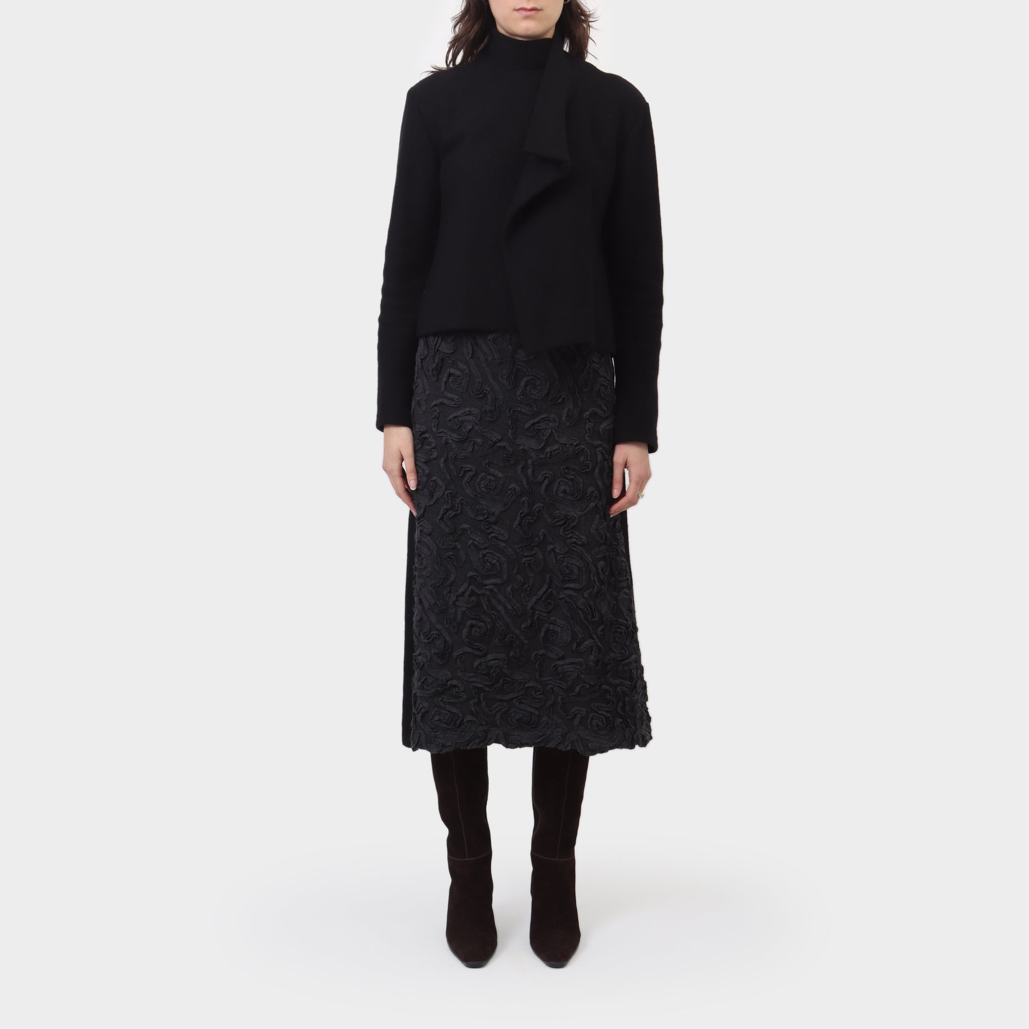 Yohji Yamamoto Noir Draped Wool Crop Jacket