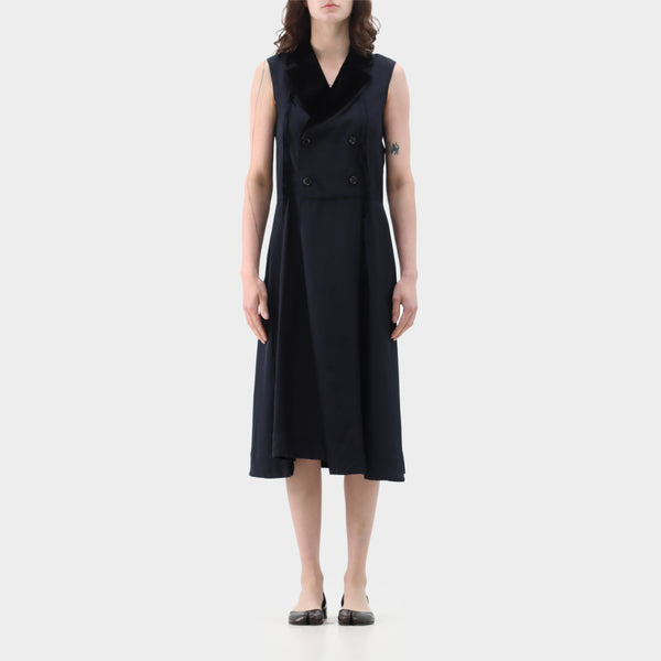 Tricot Comme Des Garcons Satin Velvet Lapel Dress