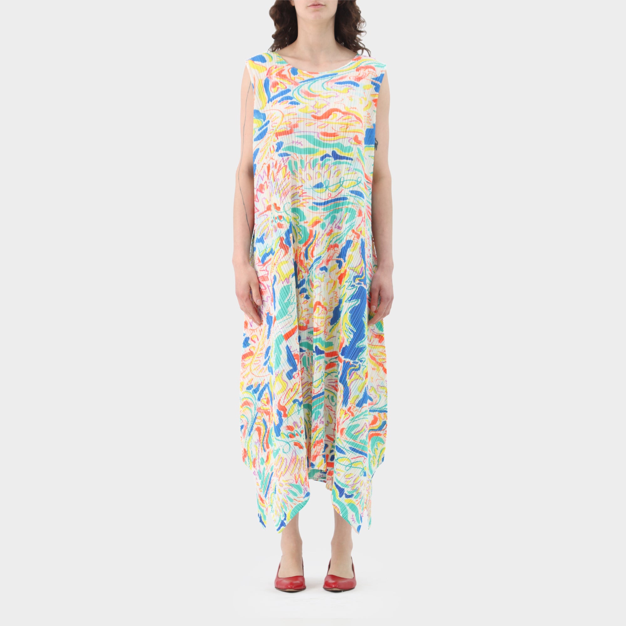 Pleats Please Illustration Print Wide Tank Dress