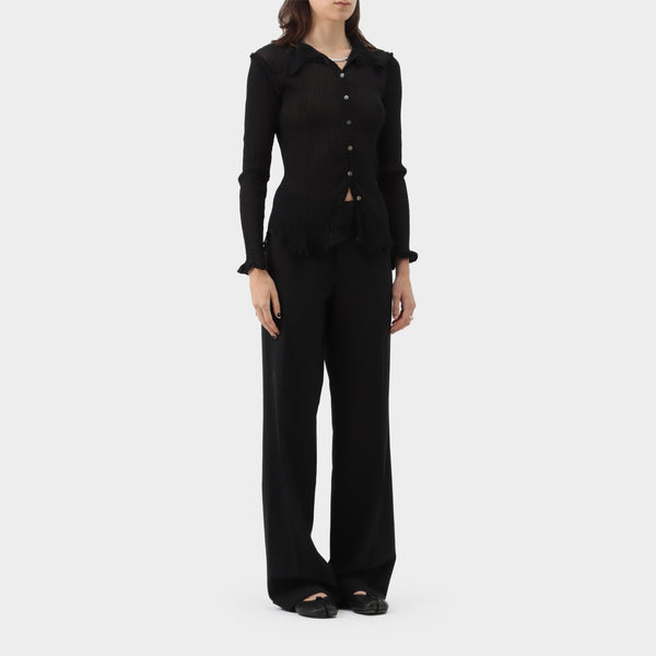 Issey Miyake Me Sheer Frilled Pleat Button Up