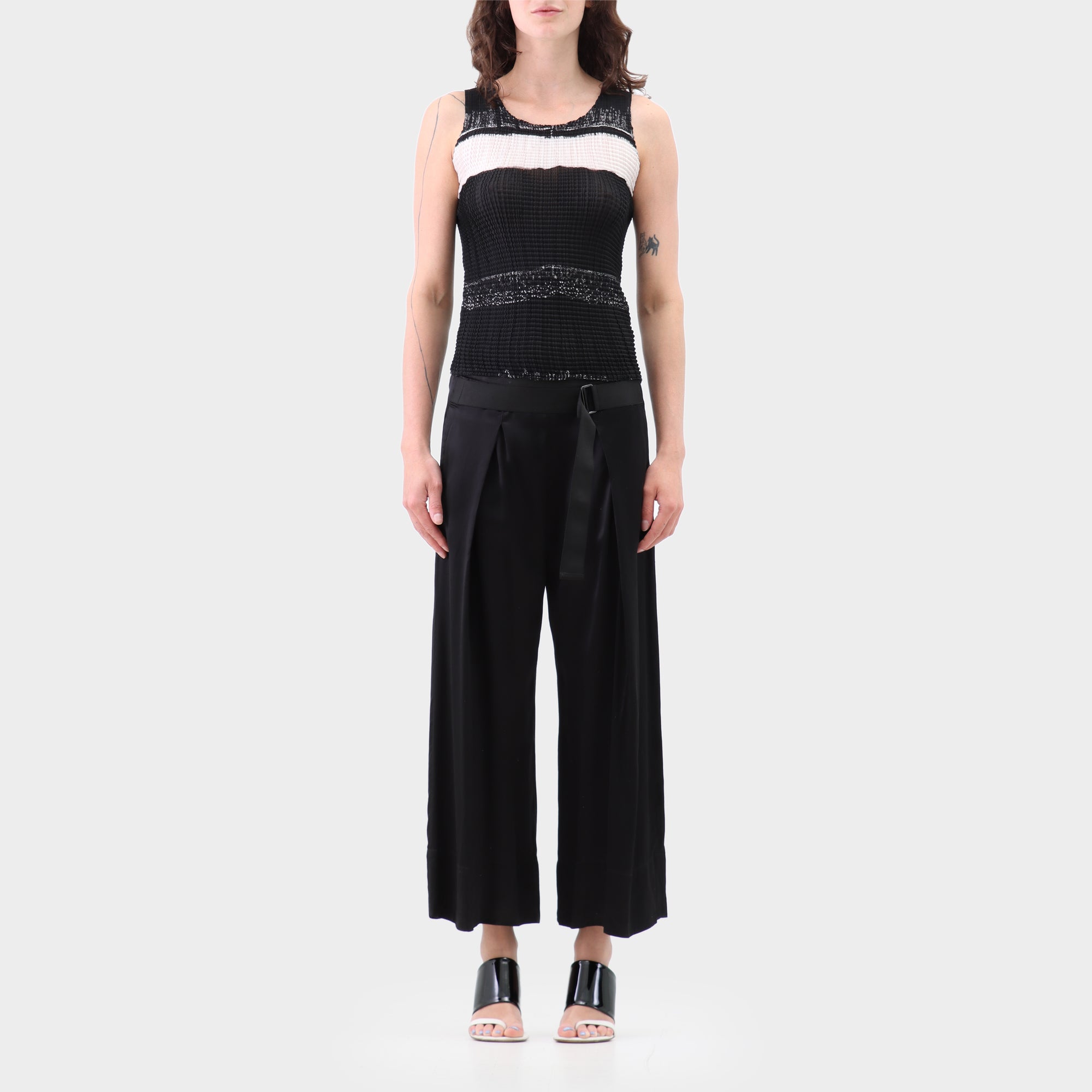 Issey Miyake modernist crinkle sleeveless top