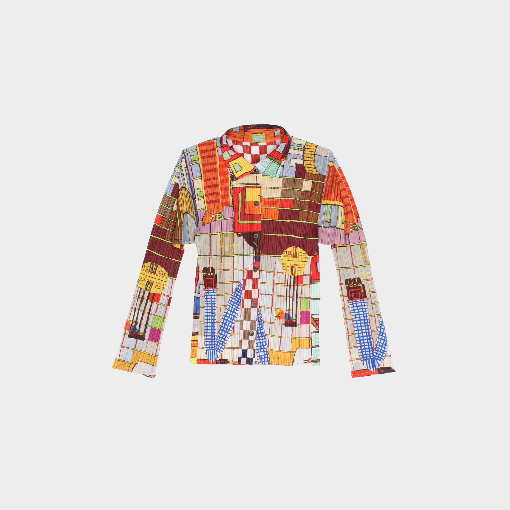 Pleats Please houses print pleated cardigan