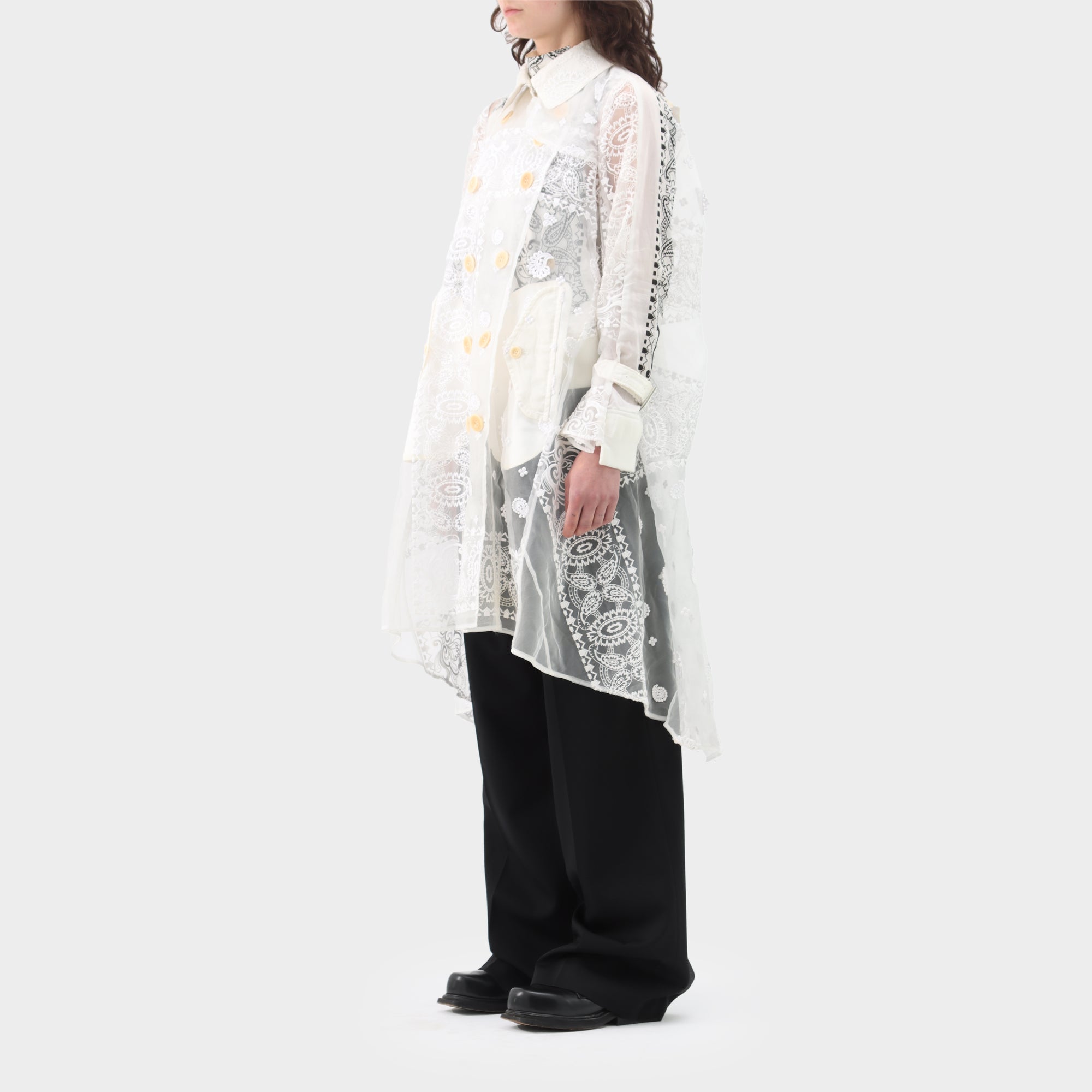 Sacai sheer embroidered trench