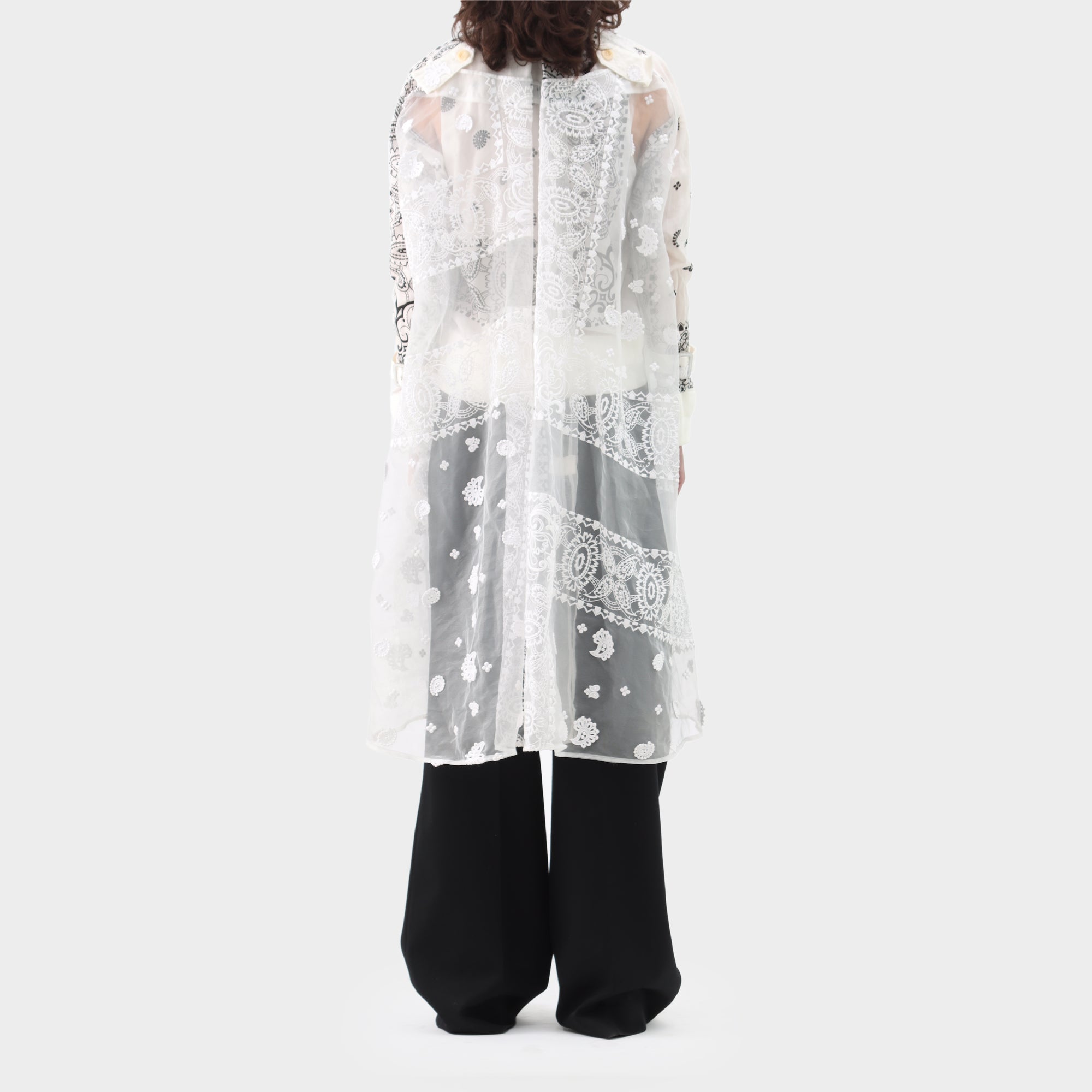 Sacai sheer embroidered trench