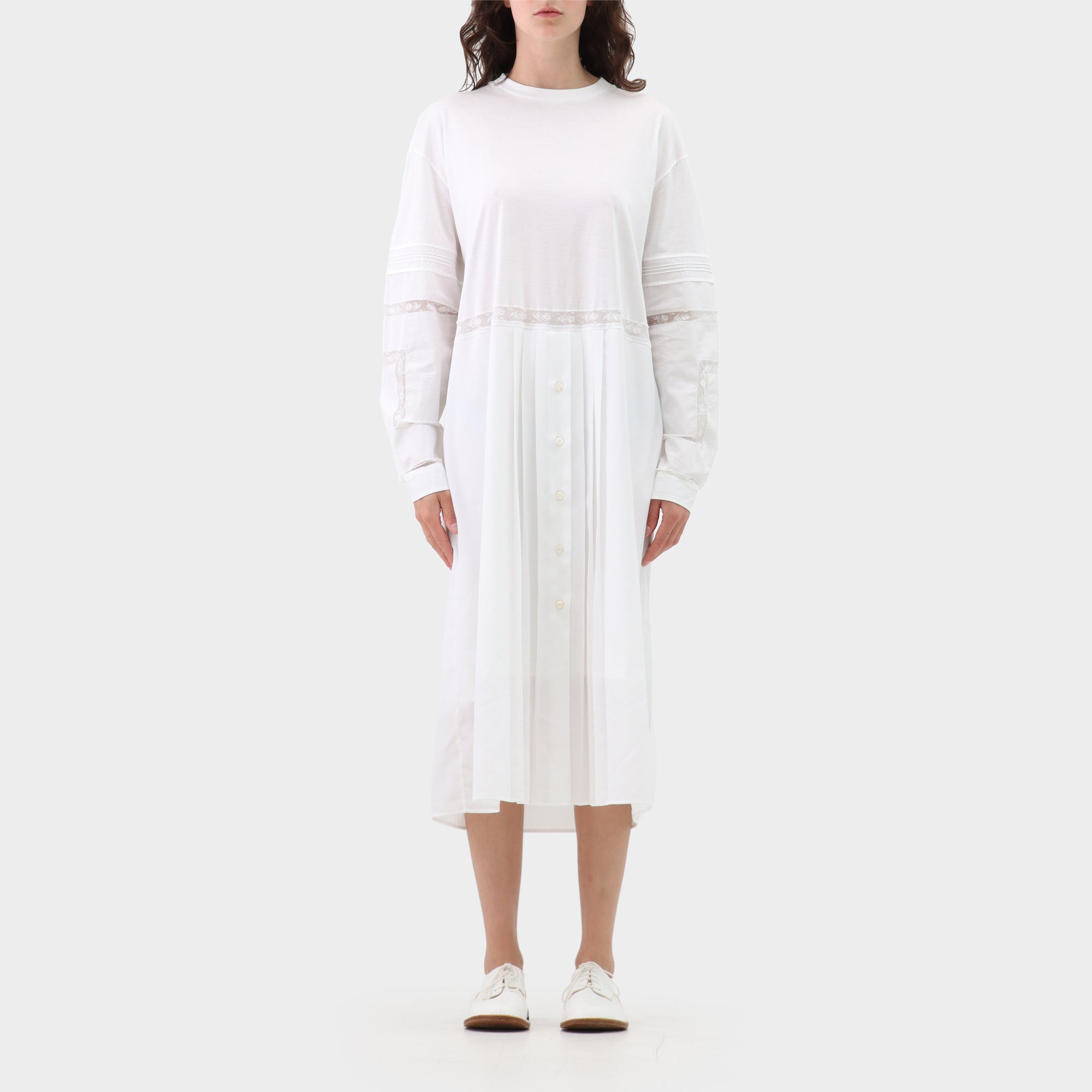 Prada panelled pleated t-shirt dress