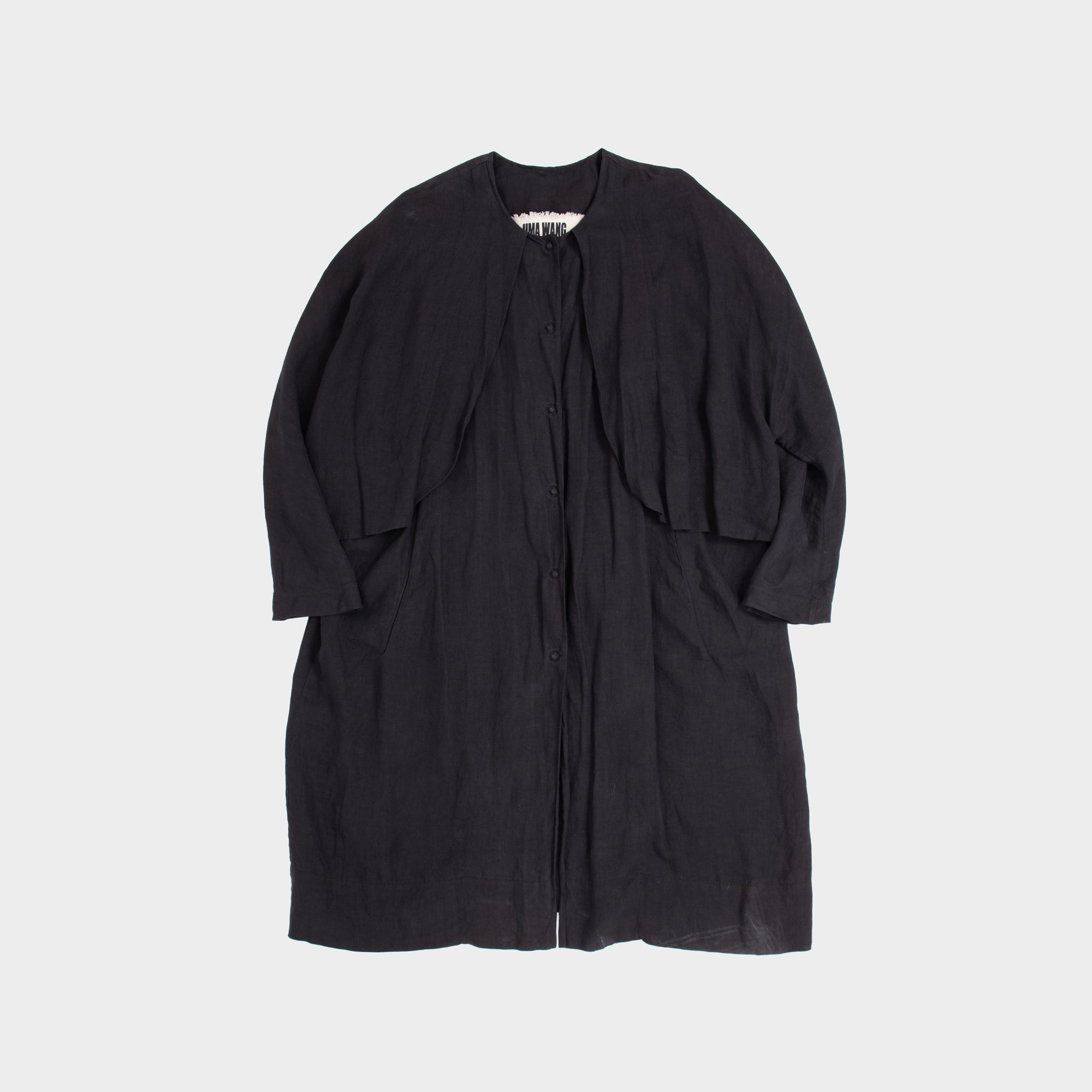 Uma Wang linen cotton cut out cape sleeve coat