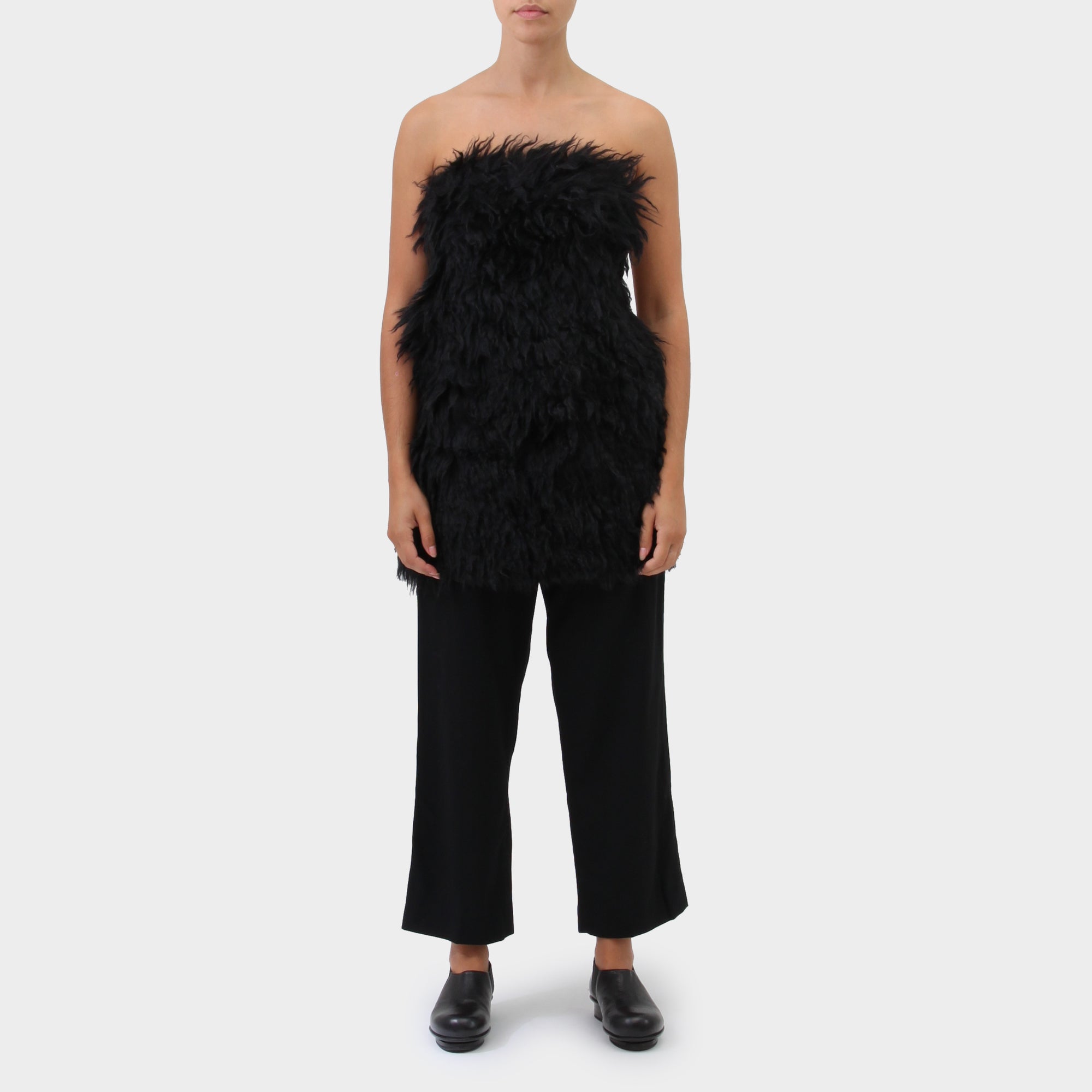 Simone Rocha Tulle and Faux Fur Tube Dress